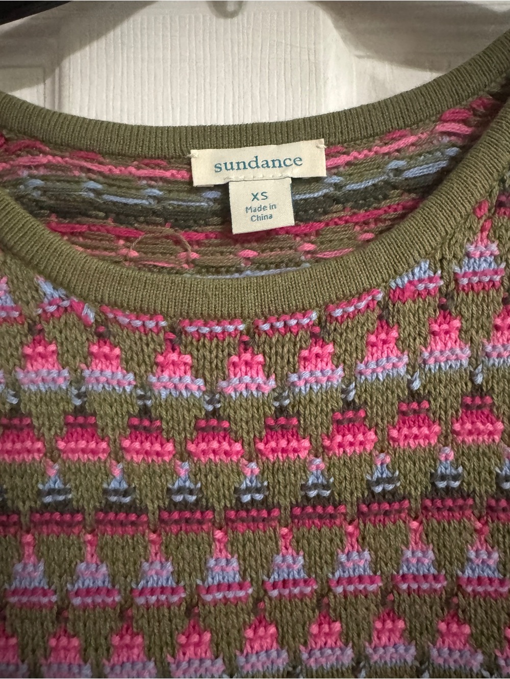 Sundance Catalog Green Pink Kitts Sweater Tank Geometric Jacquard Size XS - Picture 2 of 4